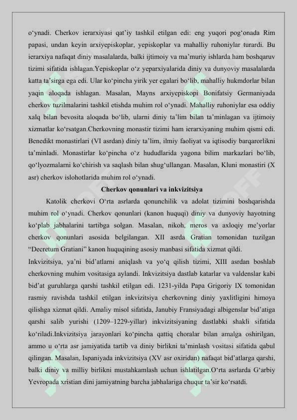 O‘rta asrlarda G‘arbiy Yevropada xristian dini  25 6