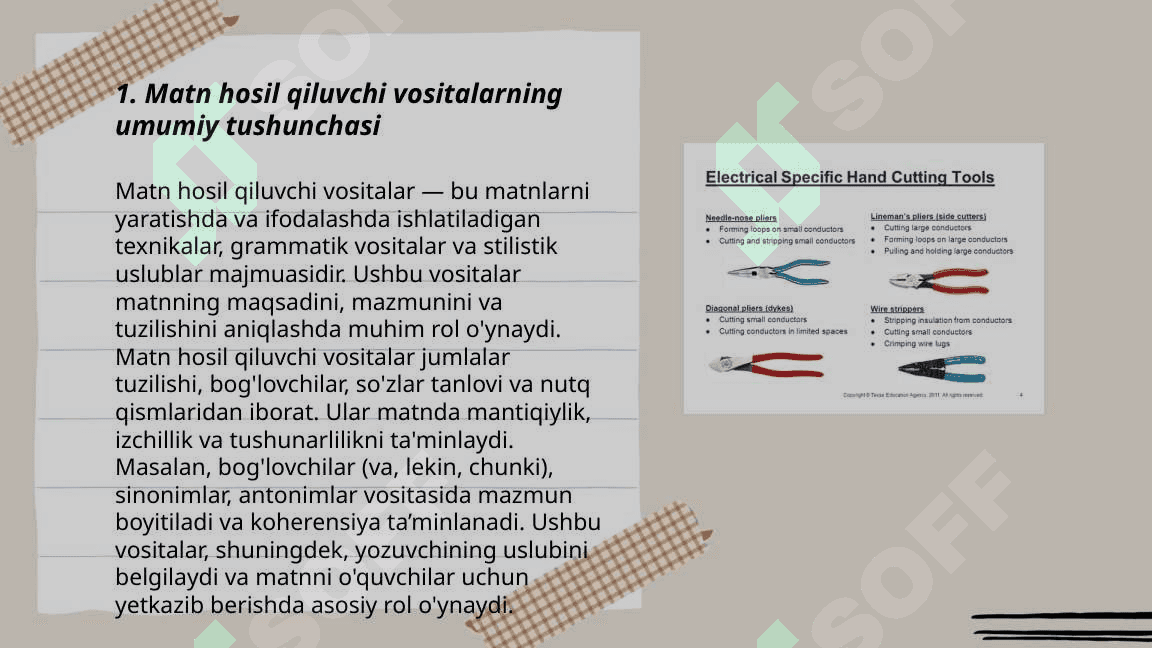 Matn hosil qiluvchi vositalari. 3