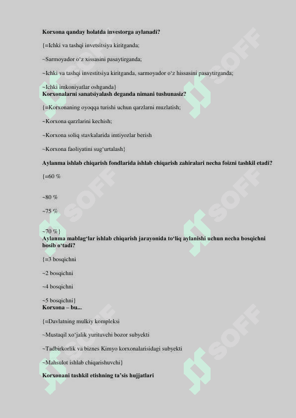 Iqtisod moliya test javoblar 2
