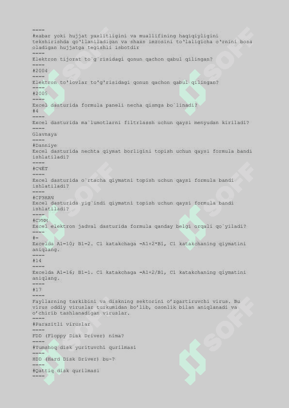 axborot kommunikatsiya texnologiyalari test javoblari 4