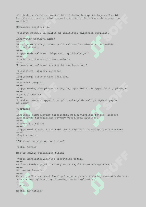 axborot kommunikatsiya texnologiyalari test javoblari 6