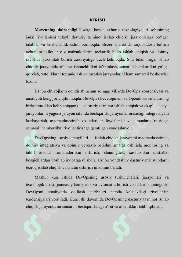 DASTURIY TA'MINOTNI ISHLAB CHIQISH JARAYONINI BOSHQARISH TIZIMI (DEVOPS) 3