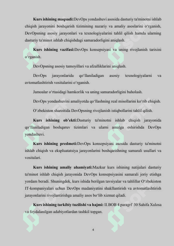 DASTURIY TA'MINOTNI ISHLAB CHIQISH JARAYONINI BOSHQARISH TIZIMI (DEVOPS) 4