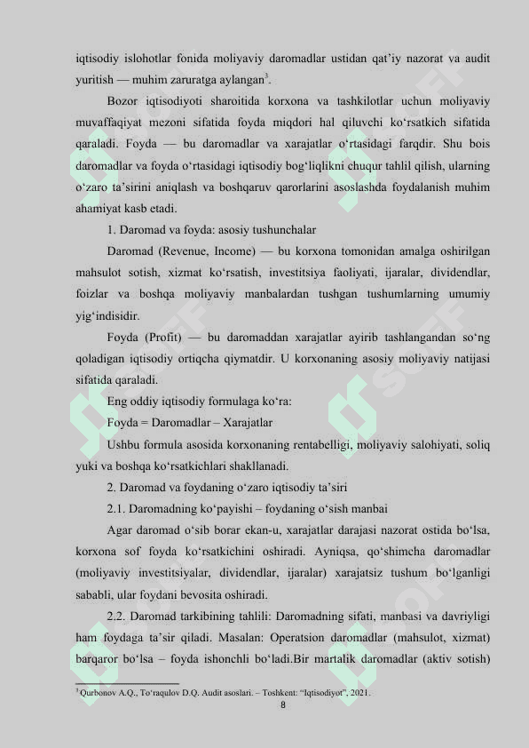 MOLIYAVIY FAOLIYAT BO‘YICHA OLINGAN DAROMADLAR AUDITI.doc 7