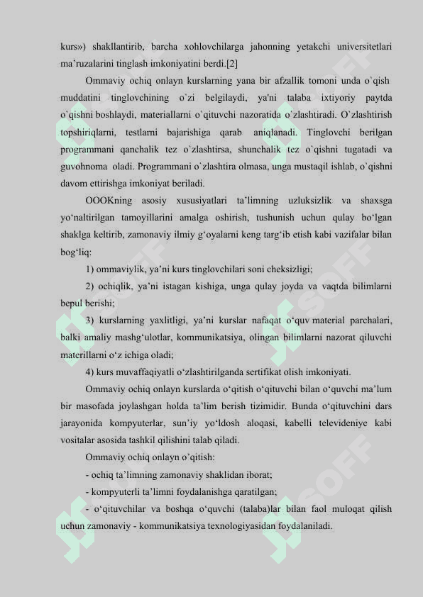Ochiq ommaviy online ochiq kurslar 3