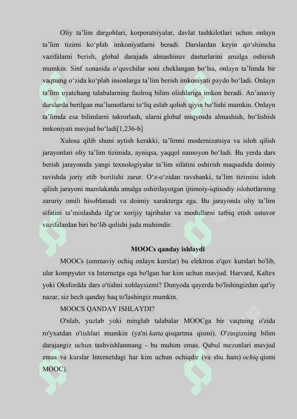 Ochiq ommaviy online ochiq kurslar 4