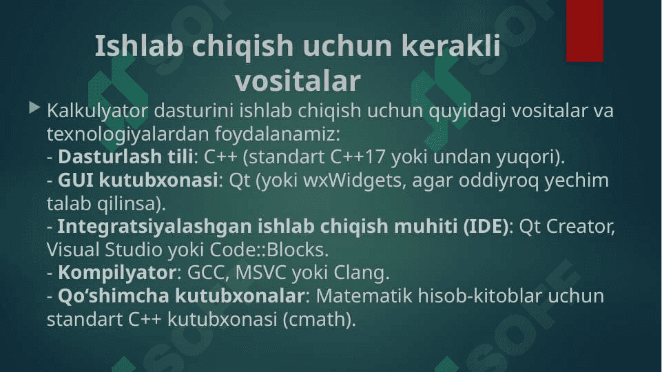 Grafik foydalanuvchi interfeysi bilan C++ tilida kalkulyatori ishlab chiqish 3