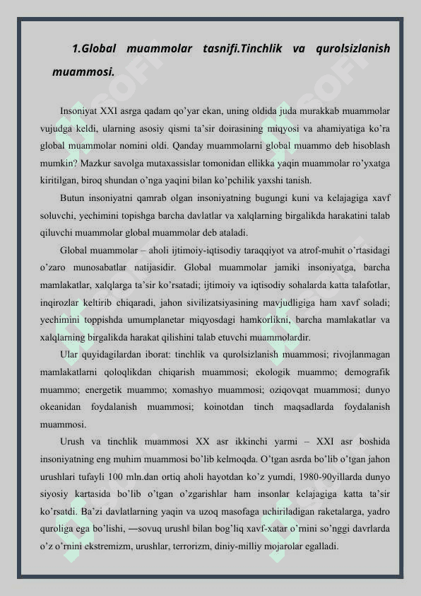 Insoniyatning global muammolari 3