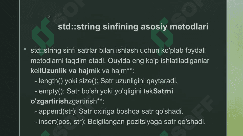 С++ dasturlash  tilida satrli ifodalar bilan ishlash 8