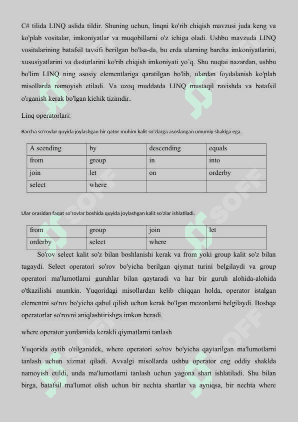 LINQ metodlarini o'rganish 3