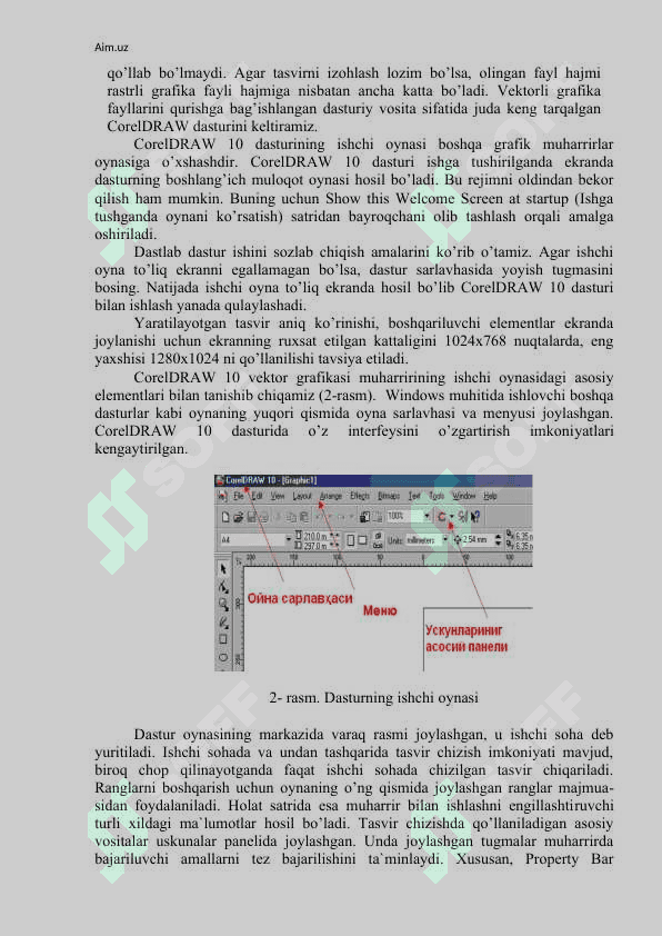 Corel Draw dasturida ishlash 2