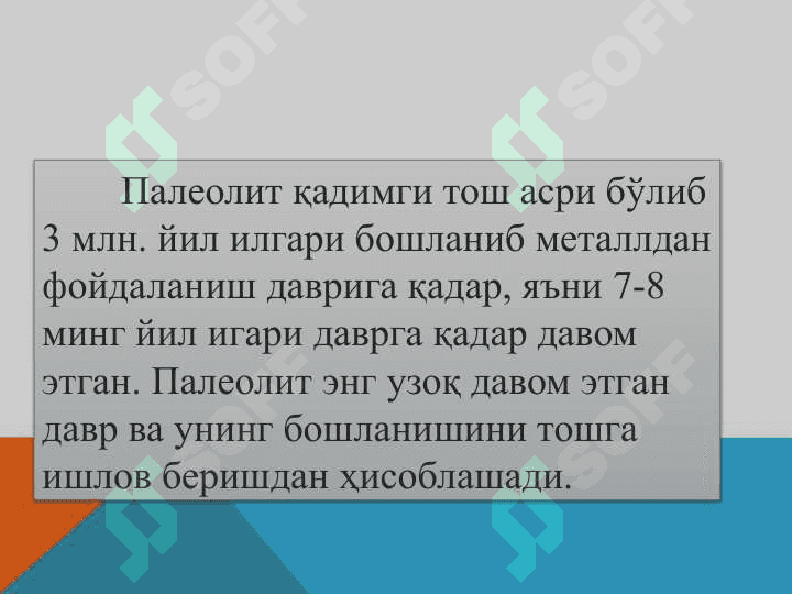 ПАЛЕОЛИТ (Тош асри) 3