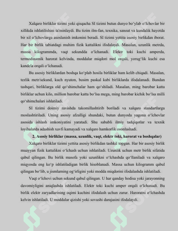 Xalqaro birliklar tizimi (SI tizimi) 3