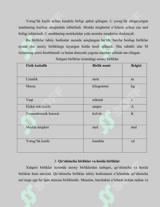 Xalqaro birliklar tizimi (SI tizimi) 4