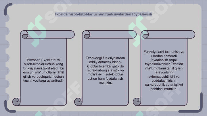 Microsoft Exsel dasturida funksiyalardan foydalanishning o’ziga xos xususiyatlari va usullari 6