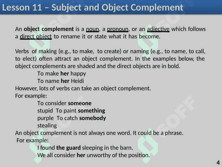Verbs,objects and complements 4