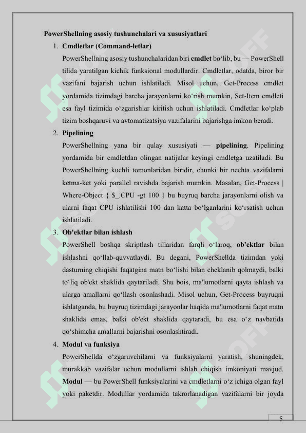 WINDOWS POWERSHELL VA UNING IMKONIYATLARI 5