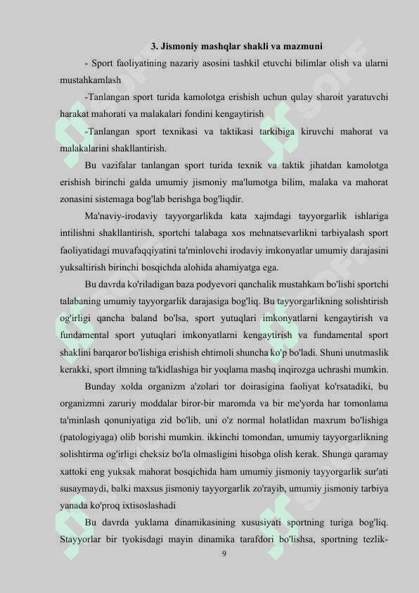 JISMONIY MASHQLARNING TA’SIRINI BELGILOVCHI OMILLAR 8