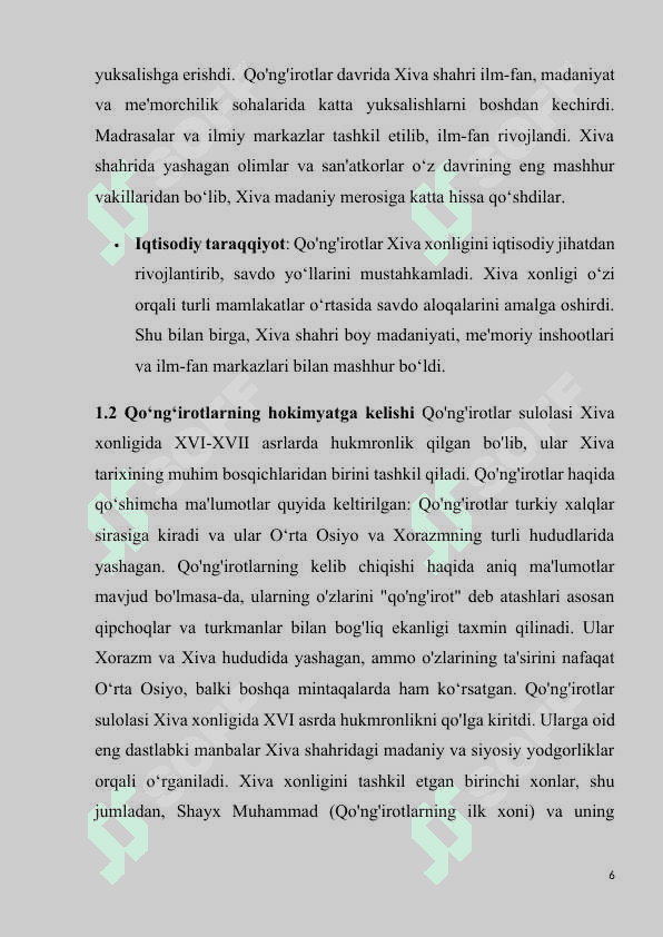 Xiva xonligi qo‘ng‘irotlar sulolasi davrida. 6