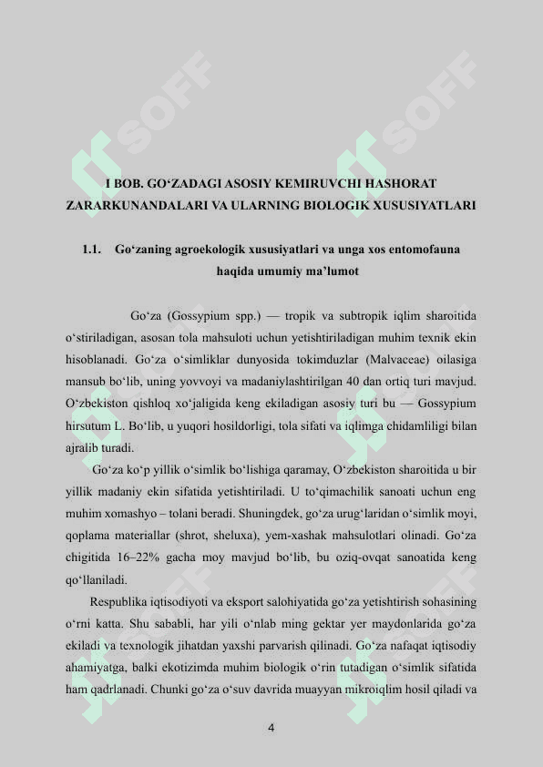 Go‘zaning asosiy kemiruvchi zararkunandalari va ularga qarshi kurash choralari kurs ishi 4