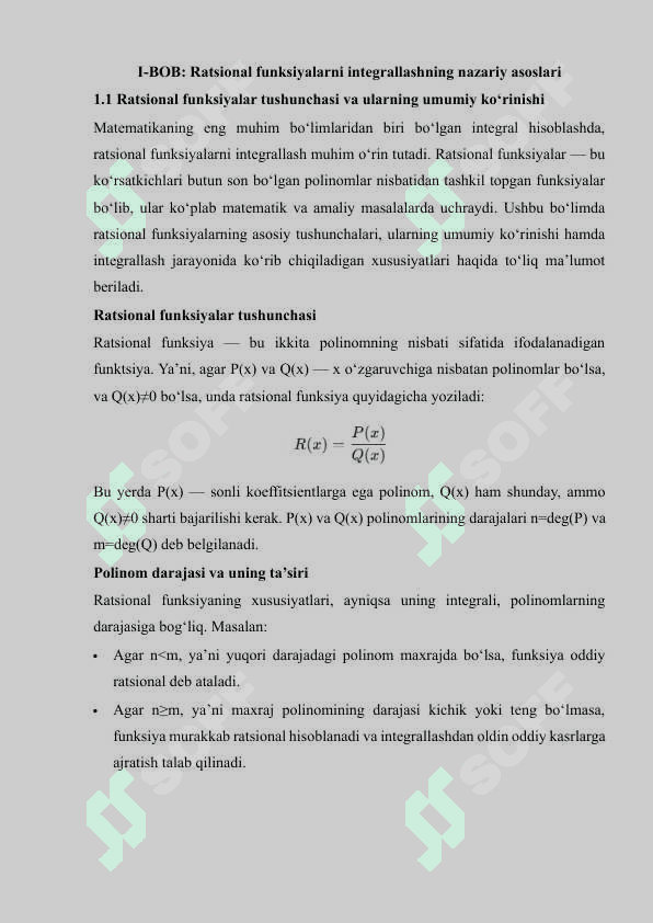 Ratsional hamda trigonametrik funksiyalarni integrallash 4