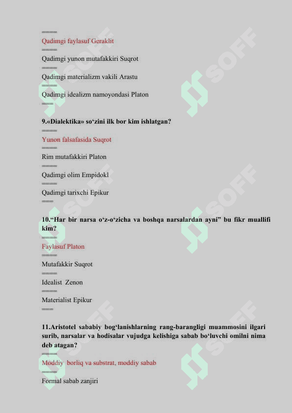 Falsafa fanidan test javoblari 3