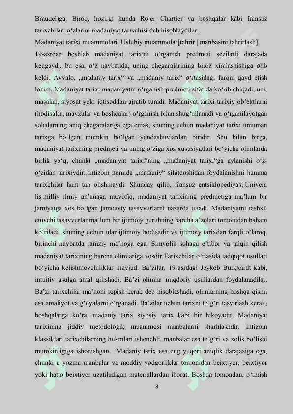 Madaniyat markazini shakillanish tarixi 8