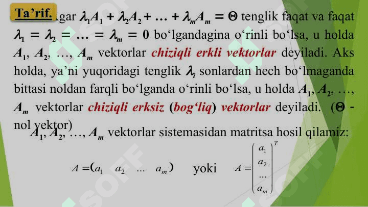 VEKTORLAR SISTEMASI VA UNING RANGI 3