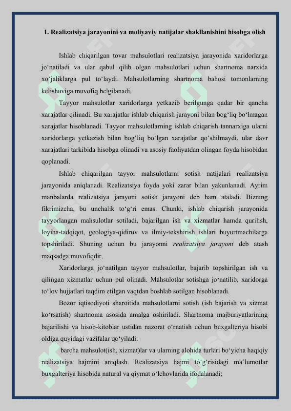 Sotish realizatsiya jarayonining hisobi 3