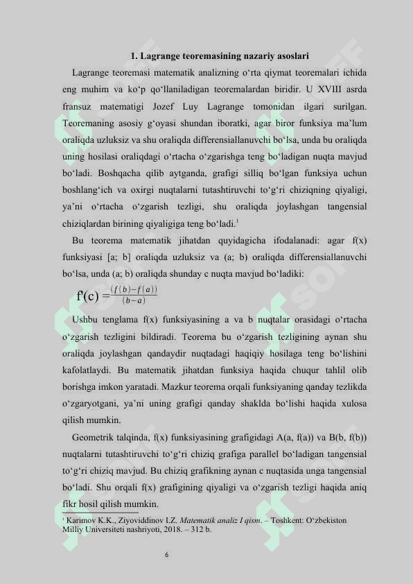 Lagrange teoremasi tadbiqlari kurs ishi 6
