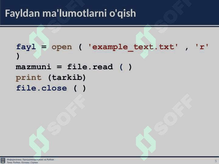 Pythonda fayllar bilan ishlash 5