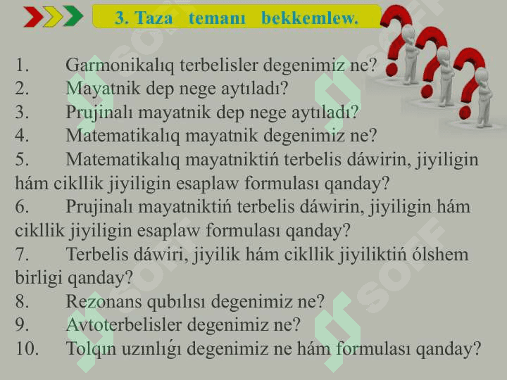 Máseleler sheshiw 8