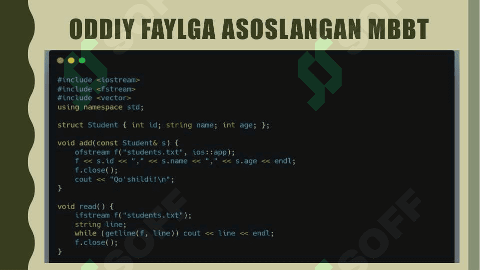C++ da ma’lumotlar bazasini boshqarish tizimini joriy qilish 4