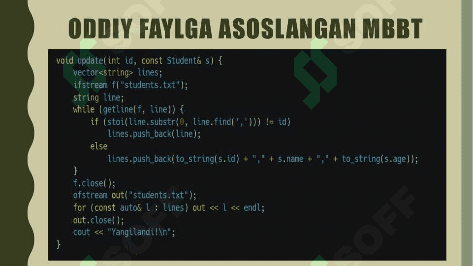 C++ da ma’lumotlar bazasini boshqarish tizimini joriy qilish 5