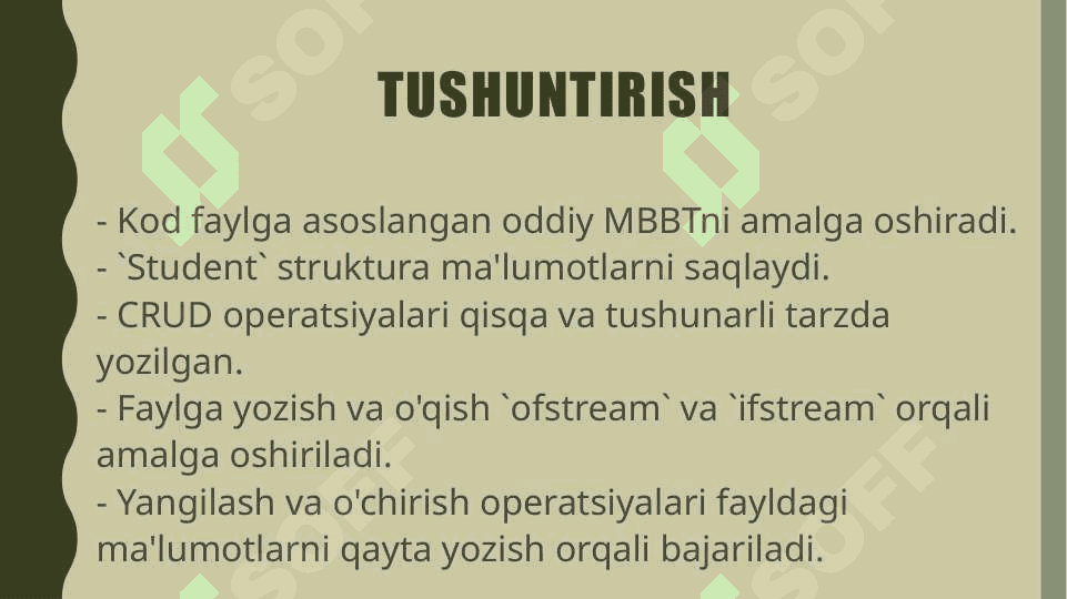 C++ da ma’lumotlar bazasini boshqarish tizimini joriy qilish 7