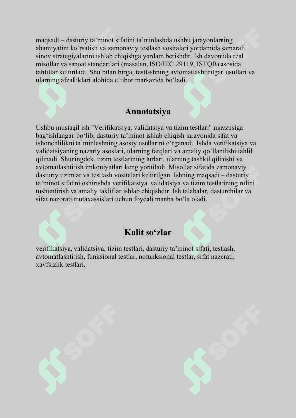 Verifikatsiya, validatsiya va tizim testlari 3