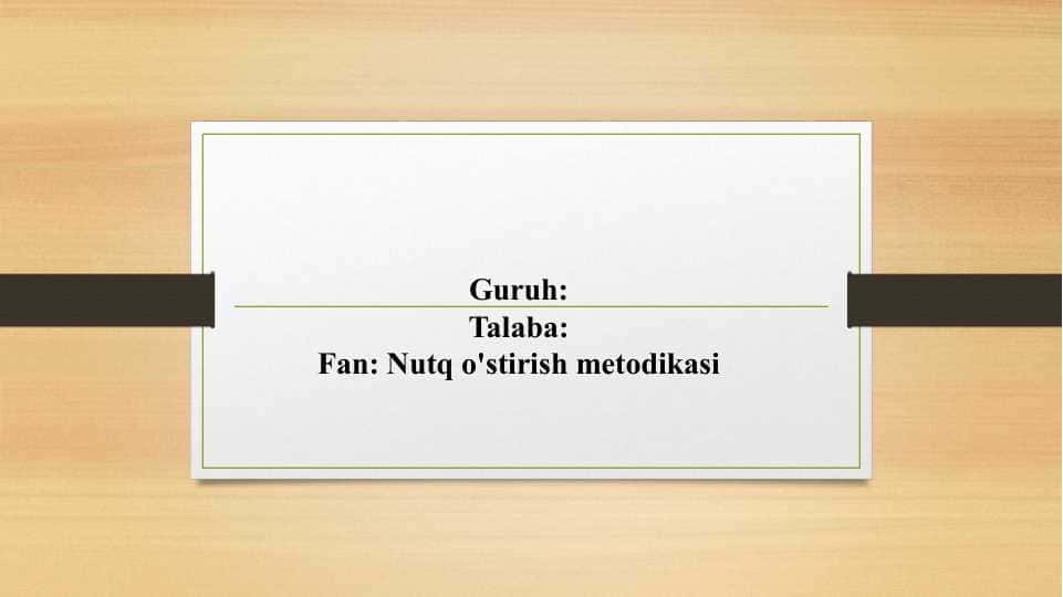 Nutqiy rivojlanish bo‘yicha anketa