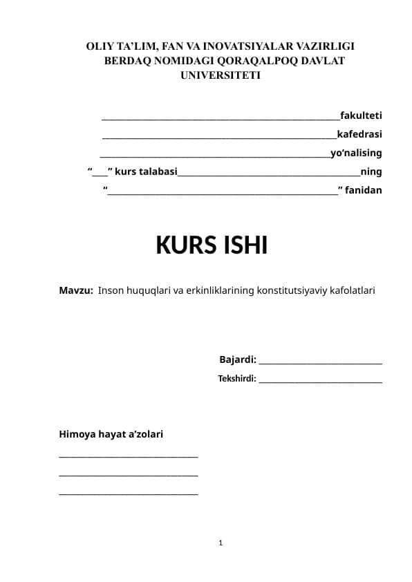 Inson huquqlari va erkinliklarining konstitutsiyaviy kafolatlari