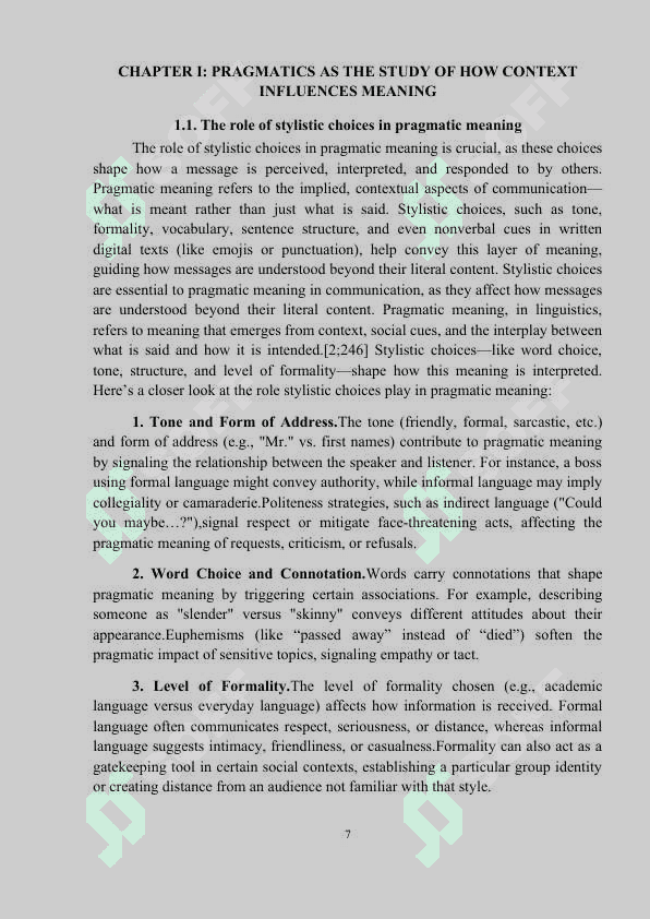 THE PRAGMATICS OF STYLE 7