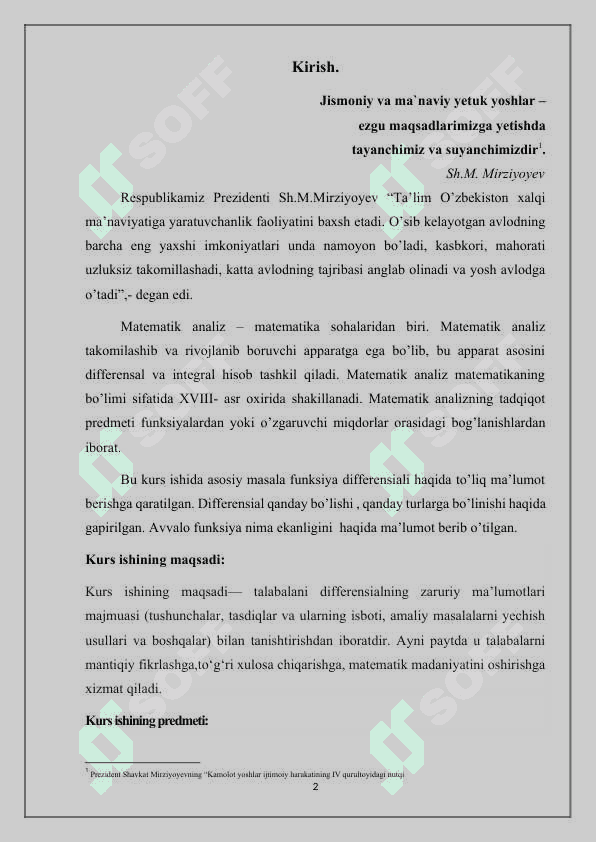 Ko’p o’zgaruvchi funksiyaning differensiali 2