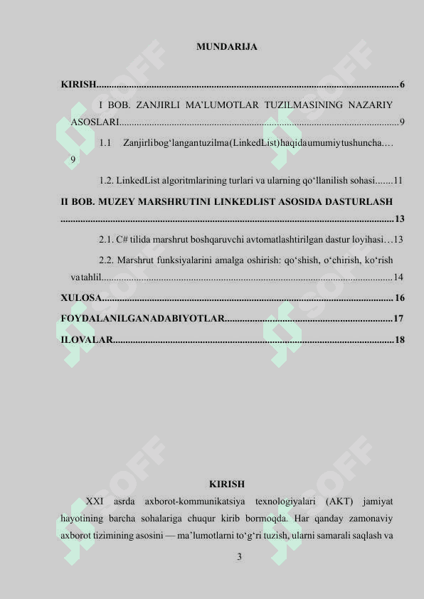 ZANJIRLI MA’LUMOTLAR TUZILMASI 2