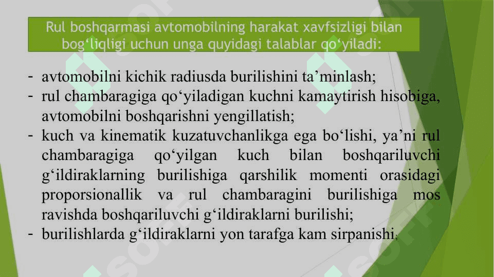 G‘ILDIRAKLI TRAKTOR VA AVTOMOBILNING RUL BOSHQARMASI 4