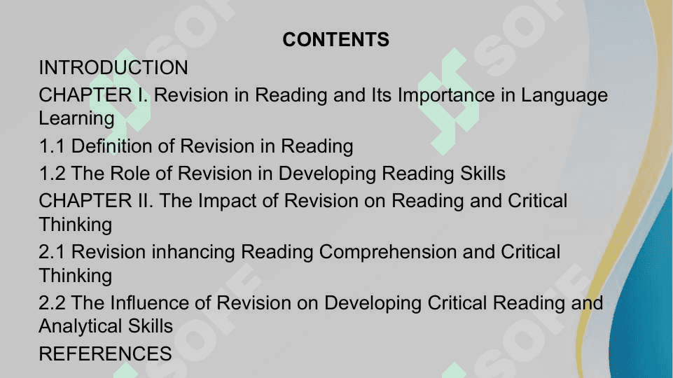 The importance of revision in reading 2