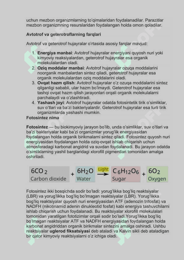 Tirik organizmlarning oziqlanish xillari. 4
