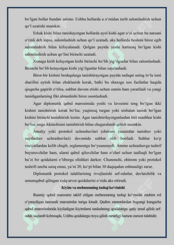 Diplomatik etiket. Diplomatik etiketda kiyinish madaniyati va qoidalari 5