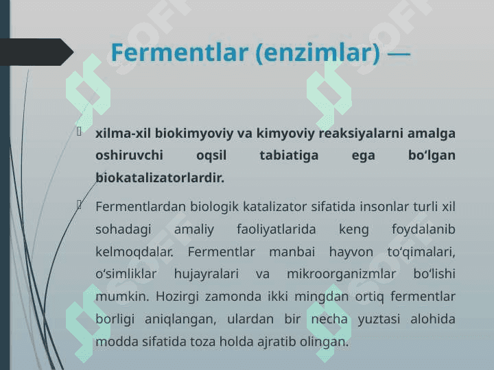 FERMENTLAR VA ULARNING KLASSIFIKATSIYASI 2