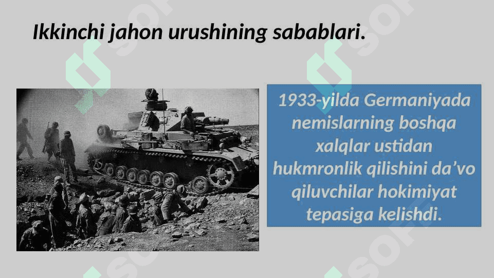 Ikkinchi Jahon urushi arafasidagi xalqaro munosabatlar. Ikkinchi jahon urushi. 7