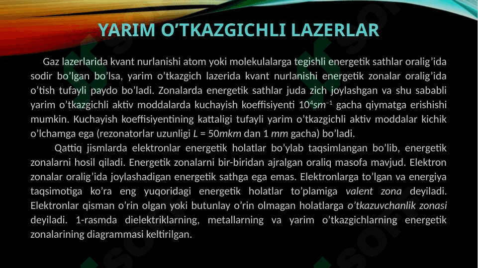 Yarim o’tkazgichli lazerlar 2