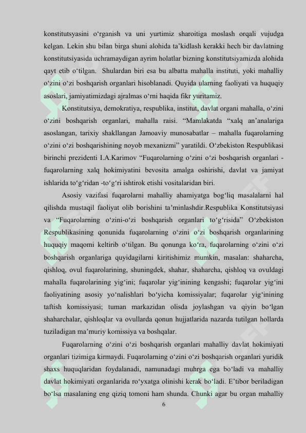 Fuqarolarning o`zini o`zi boshqarish organlati 6
