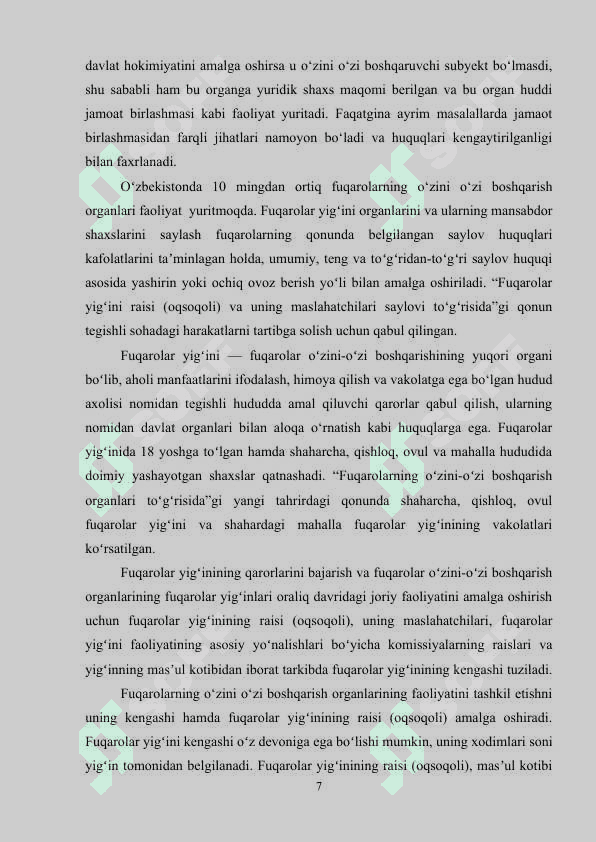 Fuqarolarning o`zini o`zi boshqarish organlati 7
